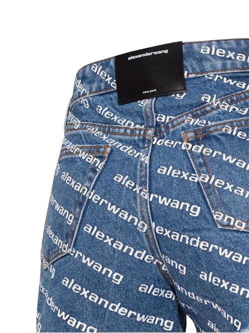 Deep blue denim frayed shorts with logo ALEXANDER WANG | 4DC1214897460